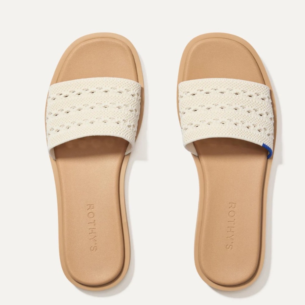 Rothy’s The Slide Sandal in Sandy Crochet